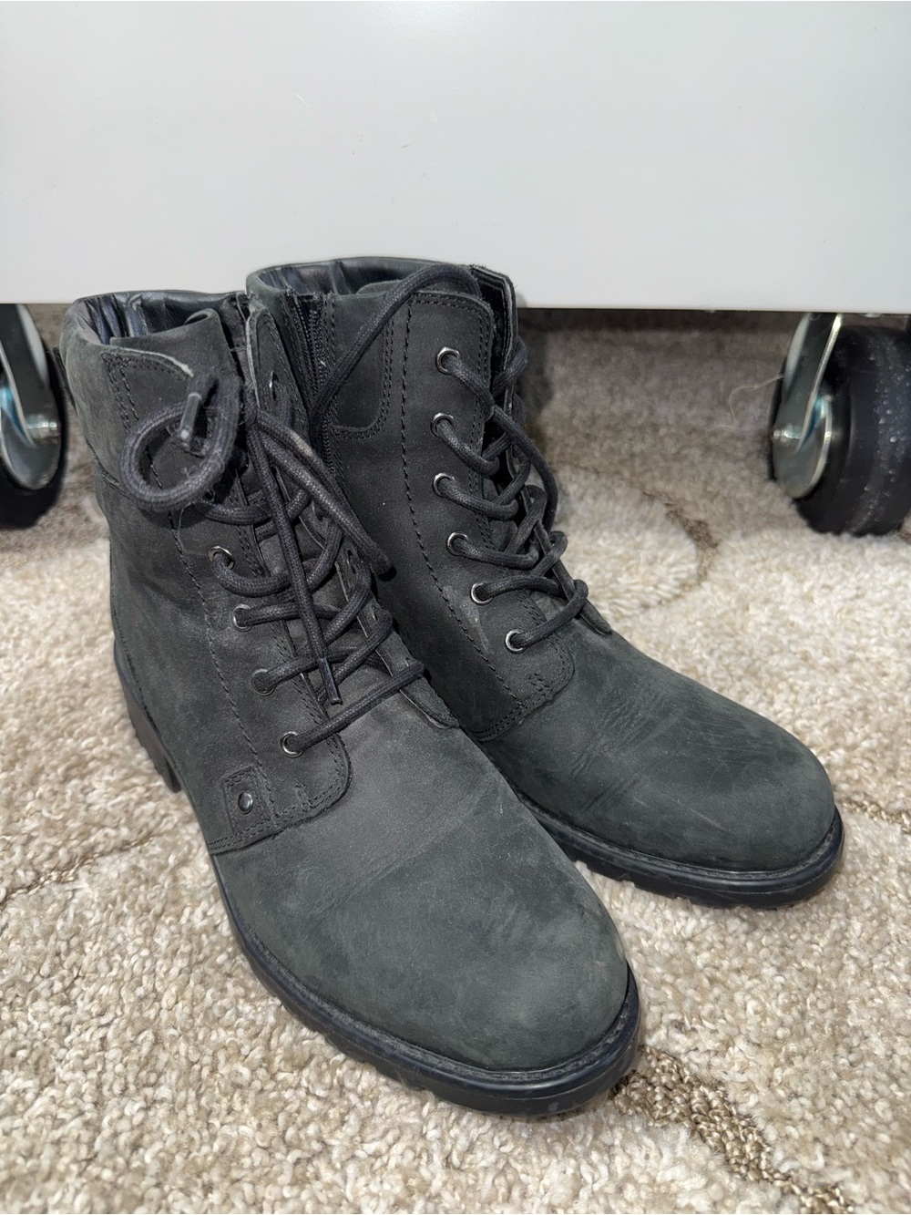 Women’s Black Lace-Up Suede Combat Boots